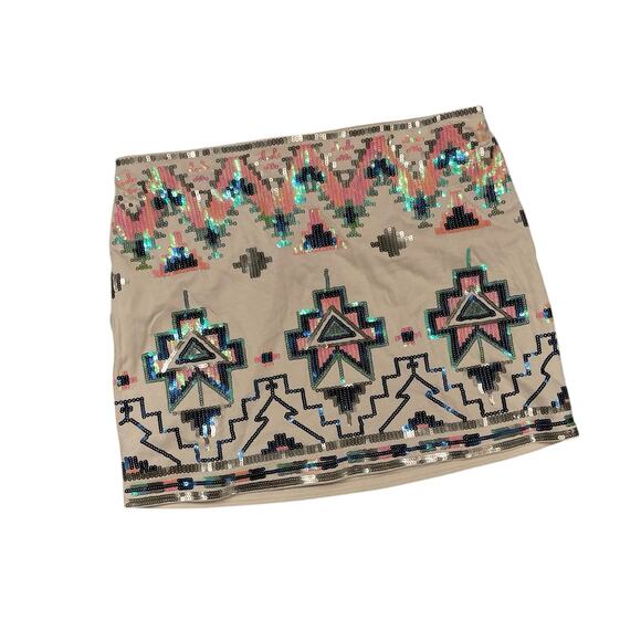 Express Mini Skirt Sequin Small Party Aztec Tribal Boho NWT - Picture 1 of 6